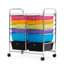 Movable 12 Drawer Storage Trolley with 2 lockable for Home Office Clear