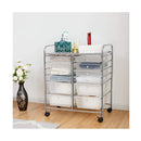 Movable 12 Drawer Storage Trolley with 2 lockable for Home Office Clear