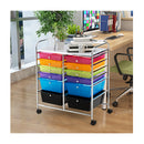 Movable 12 Drawer Storage Trolley with 2 lockable for Home Office Clear
