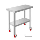 Kitchen Work Table Bench Commercial Work Food Prep Table Wheels 762*305mm