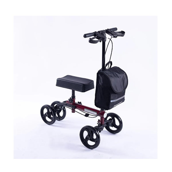 Knee Scooter Walker Dual Brakes Bag Broken Leg Ankle Foot Mobility Red