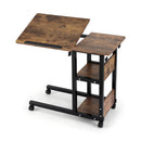3 Tier Adjustable Laptop Desk Tiltable Mobile Side Table Wheels