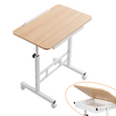 Adjustable Laptop Desk Mobile Bedside Table Hidden Storage Wood