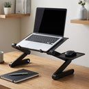 Laptop Stand Aluminium Computer Riser Foldable Lap Desk Bed Table Black