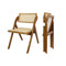 2X Foldable Rattan Dining Chairs In Walnut