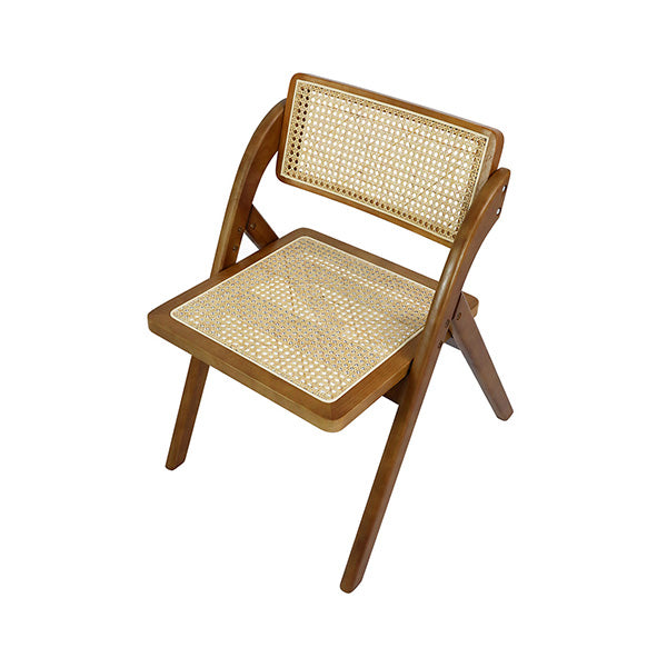 2X Foldable Rattan Dining Chairs In Walnut