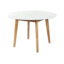 Round Dining Table With Rubberwood Base In White