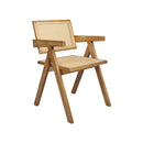 Solid Rattan Wood Wicker Dining Armchair In Natural Finish
