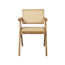 Solid Rattan Wood Wicker Dining Armchair In Natural Finish