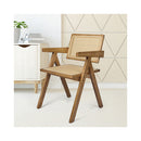 Solid Rattan Wood Wicker Dining Armchair In Natural Finish