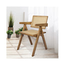 Solid Rattan Wood Wicker Dining Armchair In Natural Finish