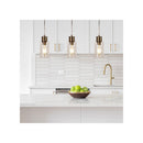 Satin Brass Cylindrical Glass Pendant