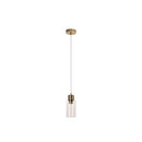Satin Brass Cylindrical Glass Pendant