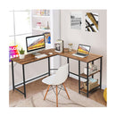 L Shaped Desk With 2 Tier Storage Shelf For Home