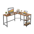 L Shaped Desk With 2 Tier Storage Shelf For Home