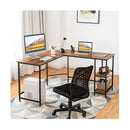 L Shaped Desk With 2 Tier Storage Shelf For Home