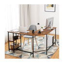 L Shaped Desk With 2 Tier Storage Shelf For Home
