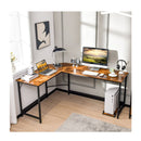 L Shaped Desk With Cpu Stand And Heavy Duty Metal Frame Coffee