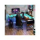 L Shaped Home Office Gaming Desk With Led Lights And Power Outlets