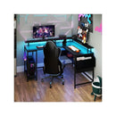 L Shaped Home Office Gaming Desk With Led Lights And Power Outlets