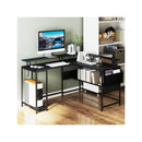 L Shaped Home Office Gaming Desk With Led Lights And Power Outlets