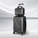 2Set 20 Inch Luggage Case with 12 Inch Handheld Luggage Box Hard Shell Travel Suitcase TSA Lock Black