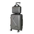 Wanderlite 2Pc Luggage 12" 20" Trolley Travel Suitcase Storage Carry On Tsa Lock Dark Grey