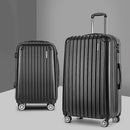 20in 28in Luggage 2Set with Zipper Lock Carry On Hard Shell Travel Suitcase Luggage Case Black