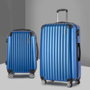 2 Set Luggage 20-28 Inch with Zipper Lock Carry On Hard Shell Travel Suitcase Luggage Case Blue