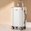 20" Aluminium Frame Carry On Luggage Suitcase TSA Lock Spinner Wheels White Gold