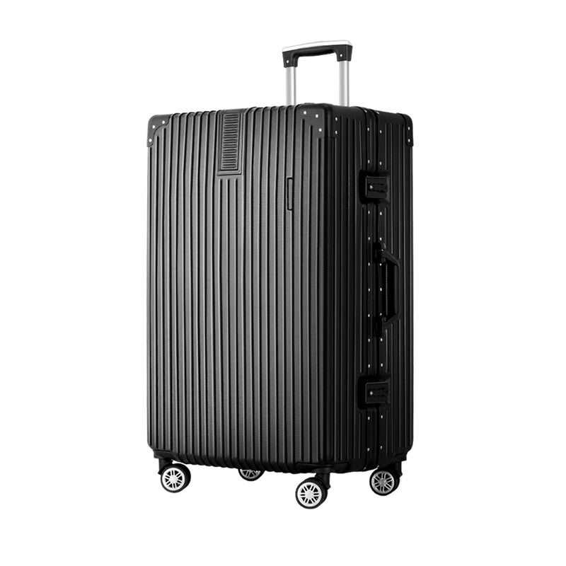 Wanderlite 28" Luggage Trolley Travel Suitcase Set Tsa Hard Case Lightweight Aluminum Black