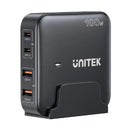 Unitek 4-in-1 Desktop GaN Charger USB-C x2 PD USB-A QC 3.0 x2 with Power Cord 100W Black Unitek Gift Box