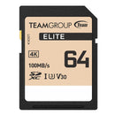 Team Group Elite SDXC UHS-I U3 V30 High Speed Memory Card 64GB R/W (Max) 100MB/s 50MB/s