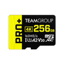 Team Group PRO+ MicroSDXC Memory Card 256GB Read up to 160 MB/s; Write up to 110 MB/s for Nintendo-Switch Steam Deck ROG ALLY Tablets