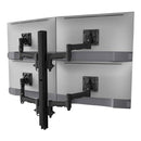 Atdec AWMS-4-4675 Quad 460mm Monitor Arms on 750mm Post. 12kg Flat Screens 10kg Curved Screens Heavy-Duty F Clamp Desk Fixing Black