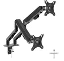 Shintaro Dual Monitor Mount for Up to 27in Screen Gas Spring Arms C-Clamp and Bolt Tilt 9kgs Max Load Weight