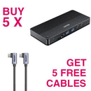 KIT- BUY 5 Unitek 13-in-1 USB-C PD 100W 8K/30Hz Universal Docking Stations + 5 x FREE Unitek 1M PD100W USB-C Dual 90 Degree Power Cable (Steel Grey)