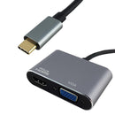 Shintaro USB-C to 4K HDMI and 1080P VGA Hub - Connect USB-C PCs to Monitors/TVs - Supports 4K@60Hz and 1080P Display