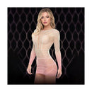 Lapdance Pink Dusk Long Sleeve Mini Dress Cream Pink One Size