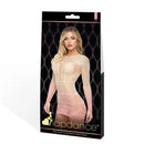 Lapdance Pink Dusk Long Sleeve Mini Dress Cream Pink One Size