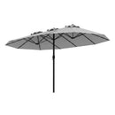 Large Double Sided Patio Umbrella With Crank And 12 Ribs Grey