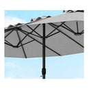Large Double Sided Patio Umbrella With Crank And 12 Ribs Grey