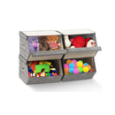Large Stackable Bins Cubes With Lids Storage Organizers Grey