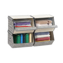 Large Stackable Bins Cubes With Lids Storage Organizers Grey