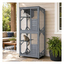 Large Wooden Cat House With Weatherproof Roof On Wheels Grey