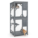Large Wooden Cat House With Weatherproof Roof On Wheels Grey