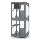 Large Wooden Cat House With Weatherproof Roof On Wheels Grey