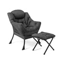 Modern Lazy Chair With Ottoman And Pillow And Armrests And Side Pocket