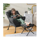 Modern Lazy Chair With Ottoman And Pillow And Armrests And Side Pocket