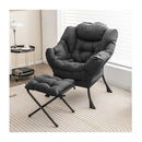 Modern Lazy Chair With Ottoman And Pillow And Armrests And Side Pocket